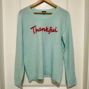 Talbots Soft Blue Thankful Intarsia Crew Neck Sweater Women’s Medium
